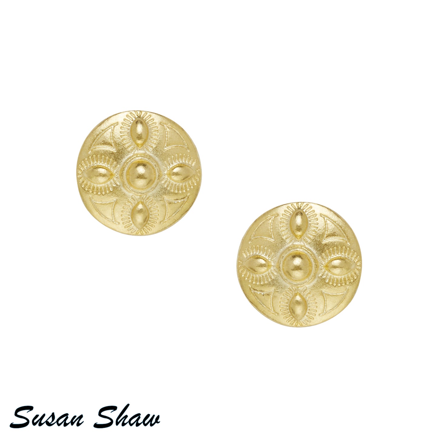 Hand Cast Gold 4 Beaded Stud Earrings