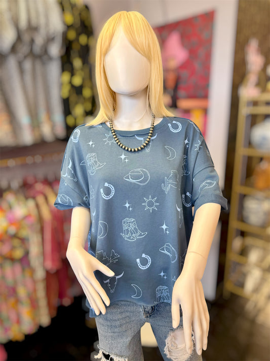 Blue Cowboy Top