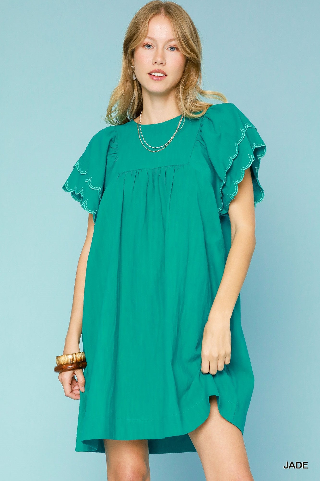 Merry Scalloped Short Sleeve Dress