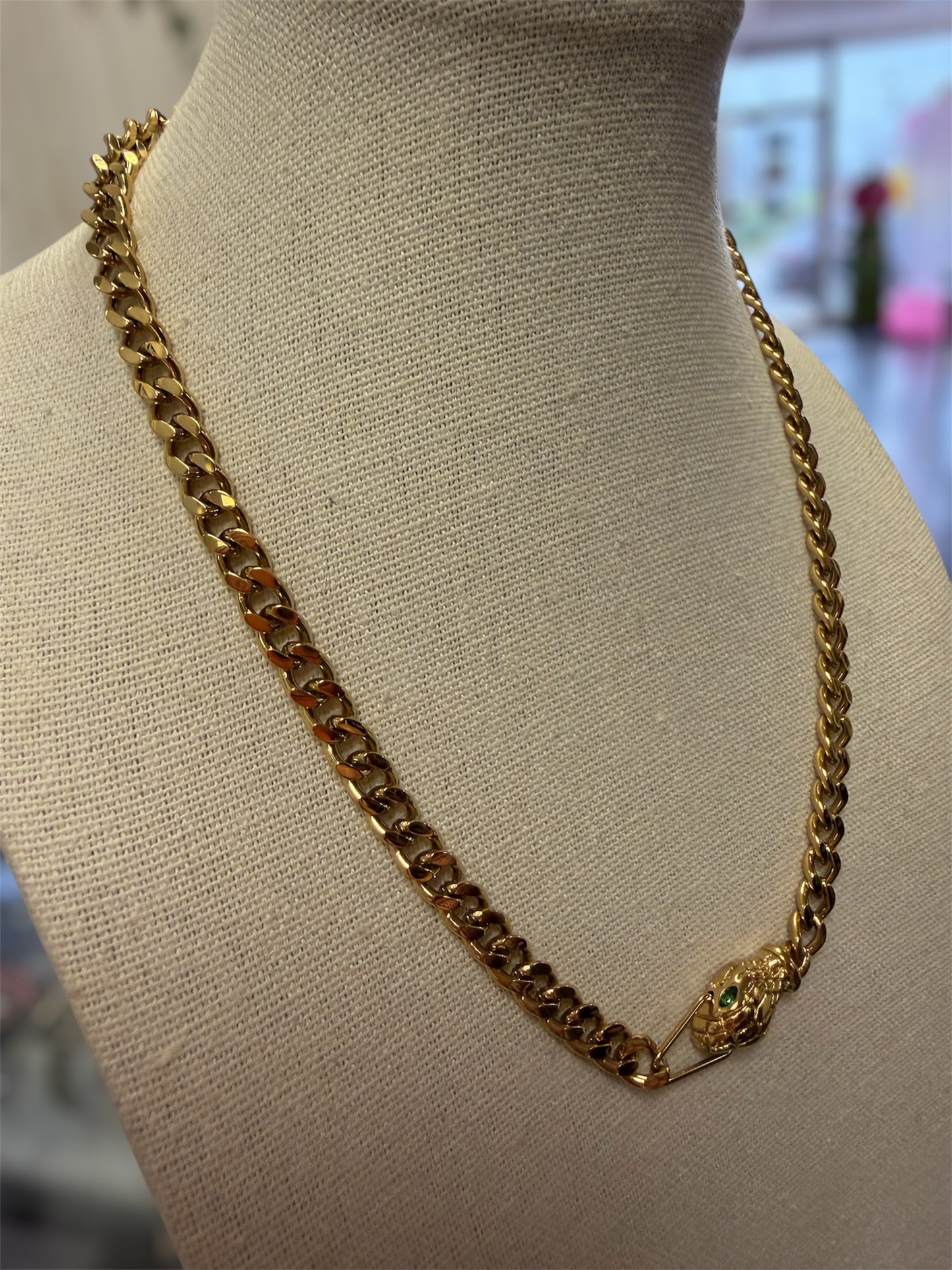Stainless Gold Plated Snake Link Necklace