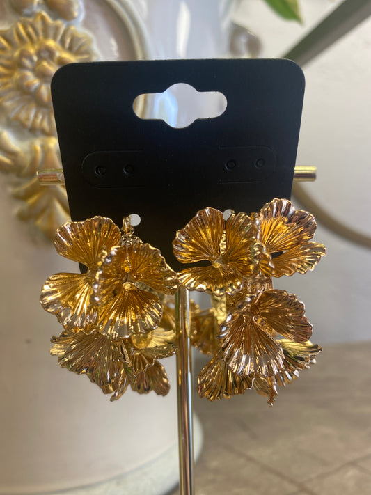 Floral Fiesta Gold Hoop Earrings