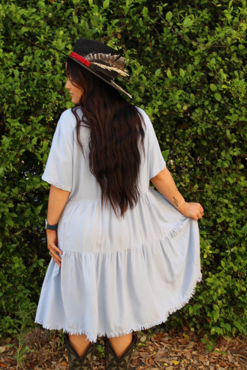 Wagon Train Tiered Distressed Hem Dress