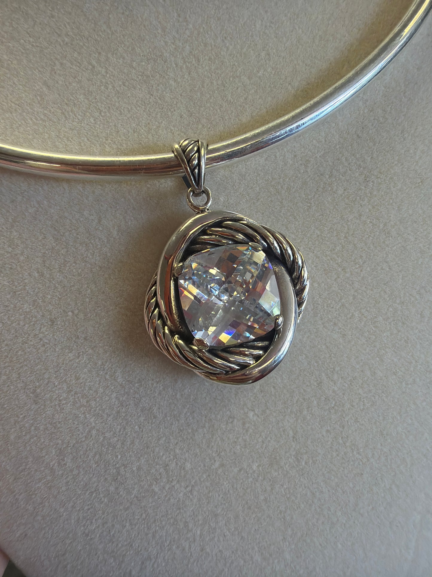 Sterling Silver Clear Stone Pendant