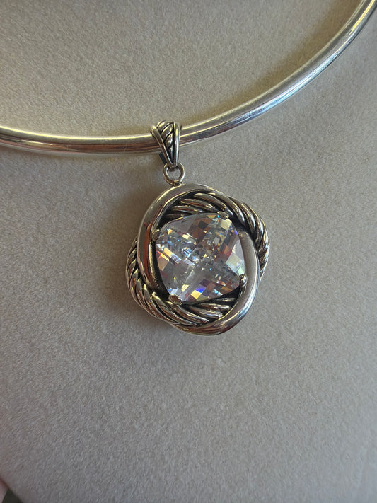 Sterling Silver Clear Stone Pendant