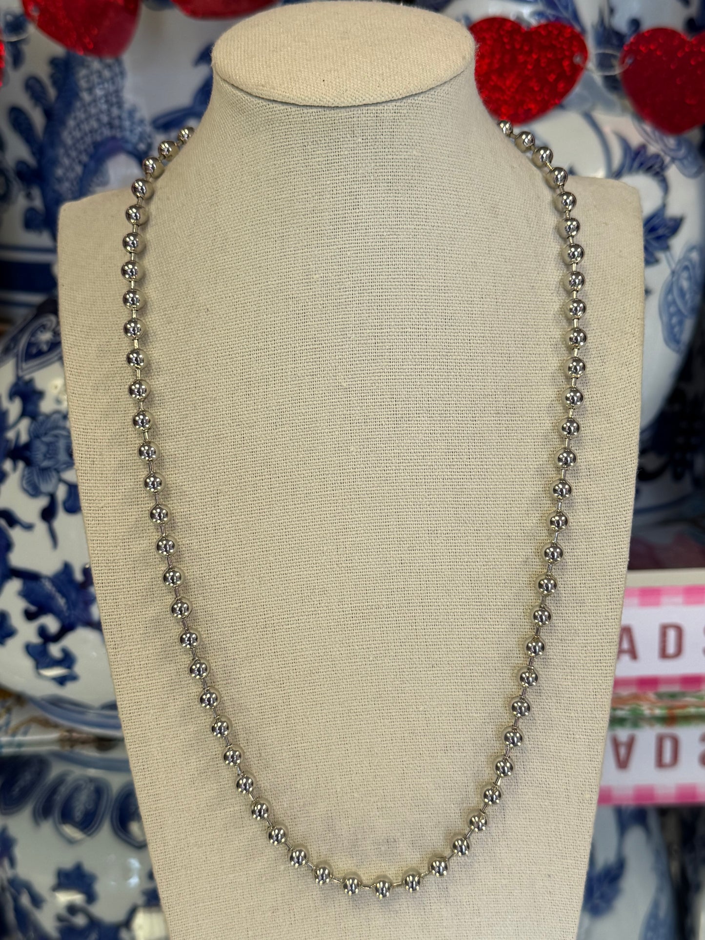 Silver Small Beaded Necklace
