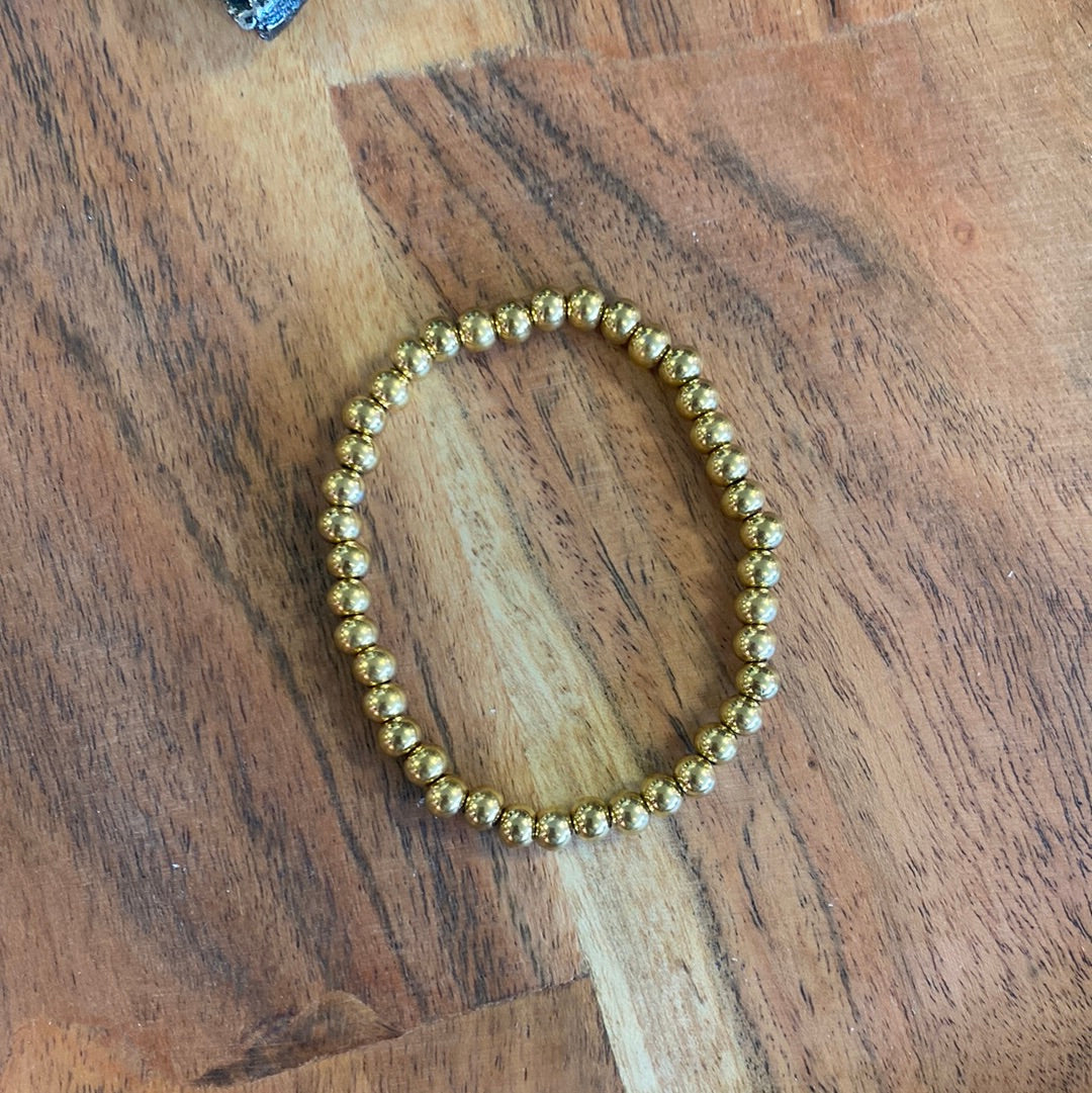 Gold Stainless Steel ￼Stretchy Bracelet