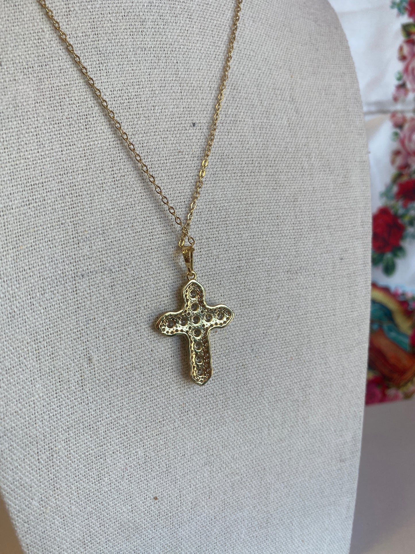 Crystal Ornate Cross Necklace