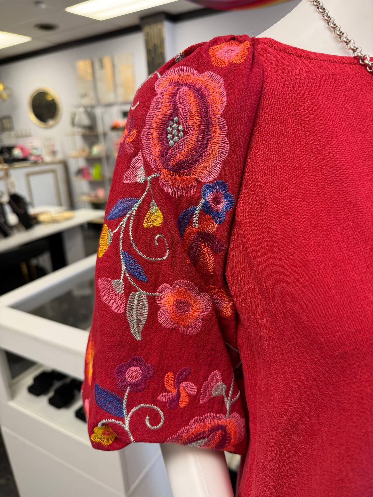Red Top Heavy Embroidery