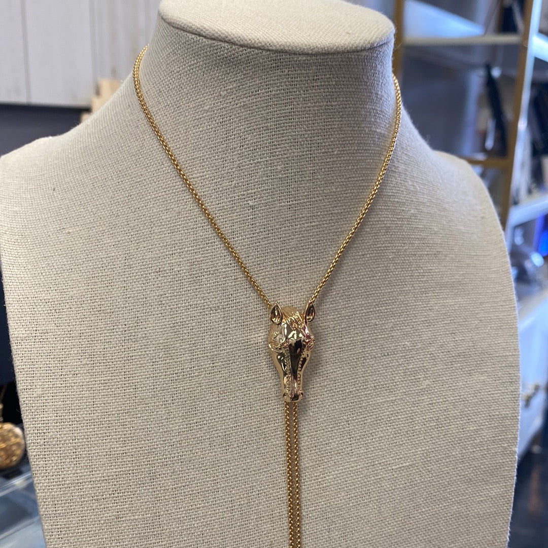 Gold Horse Bolo Necklace