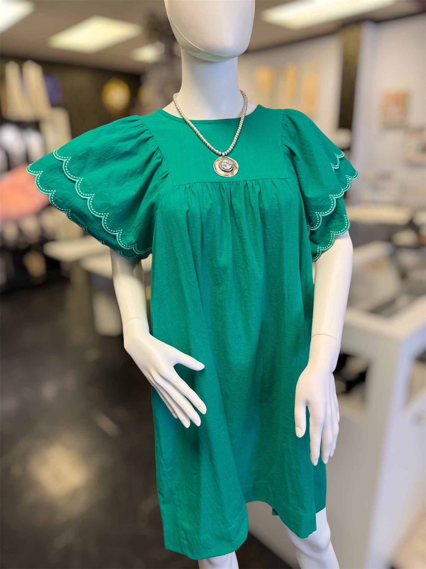 Merry Scalloped Short Sleeve Dress