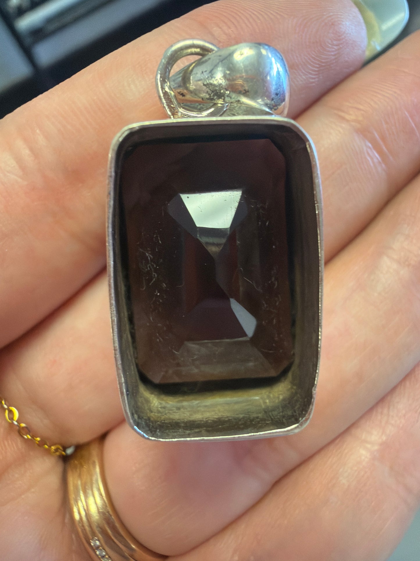 HUGE Smokey Topaz Sterling Silver Pendant