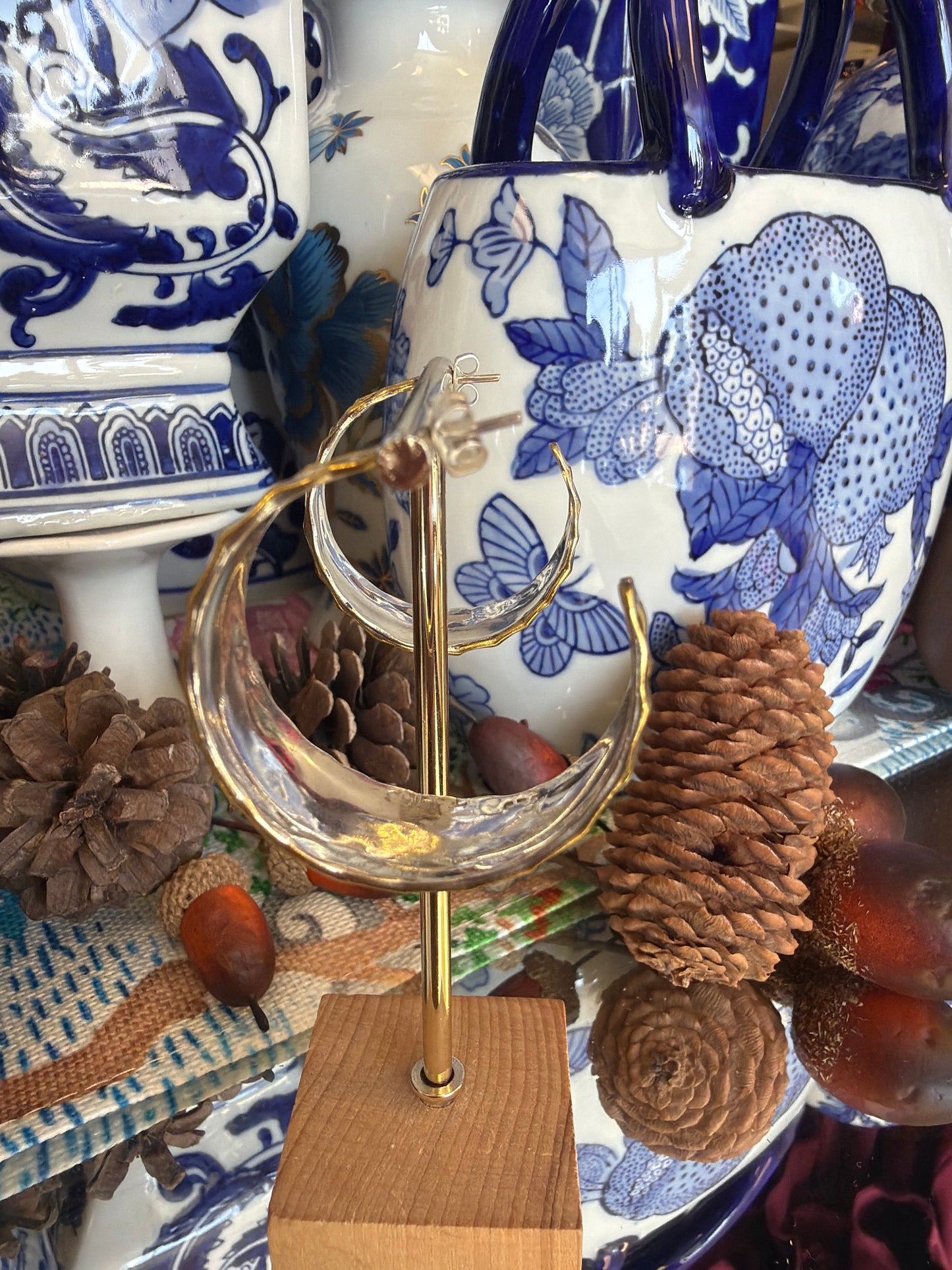 Sterling Silver Gold Plated Hoop Earrings 1