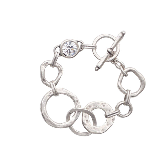 Handmade Crystal Pewter Bracelet - 2938