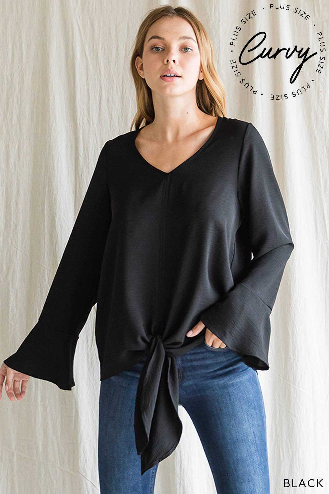 Women's V Neck Bell Sleeve Top