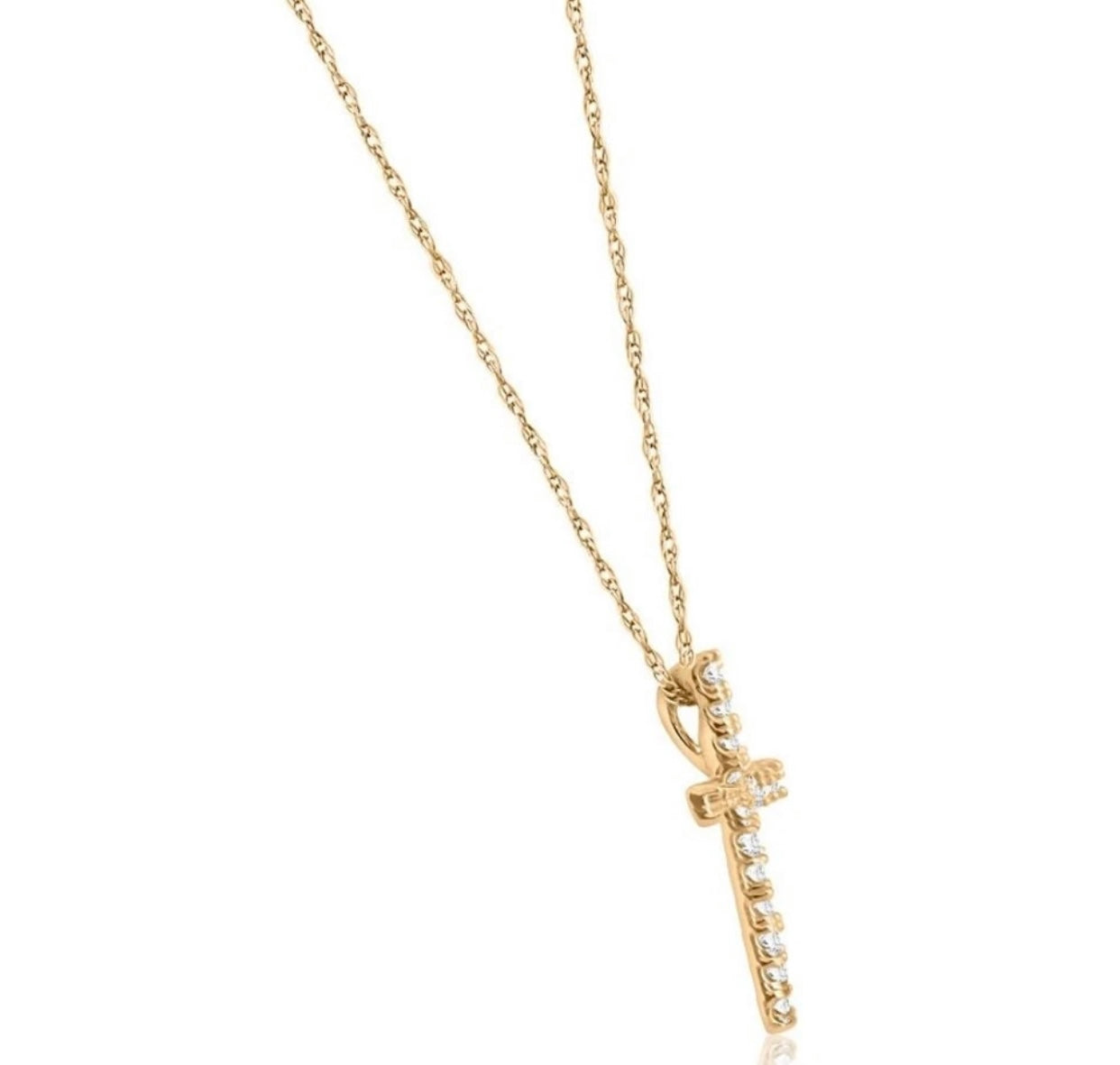 1/10 ct Diamond Cross Pendant 10K Yellow Gold (1/2 inch tall)