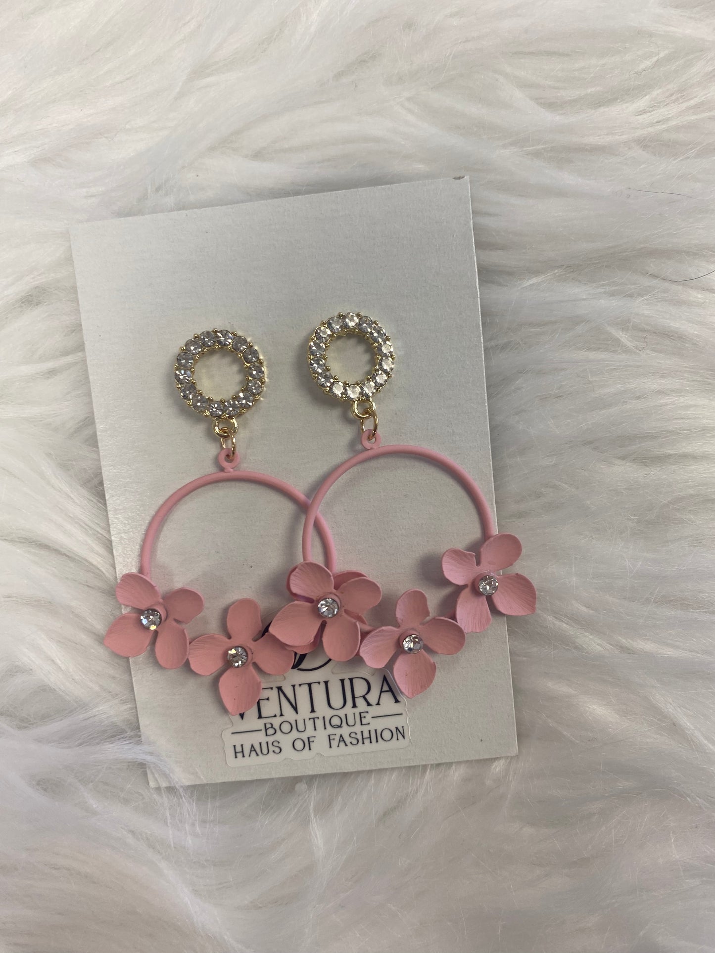 Pink flower earrings