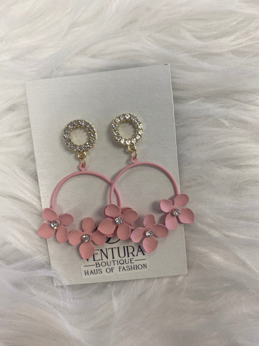 Pink flower earrings