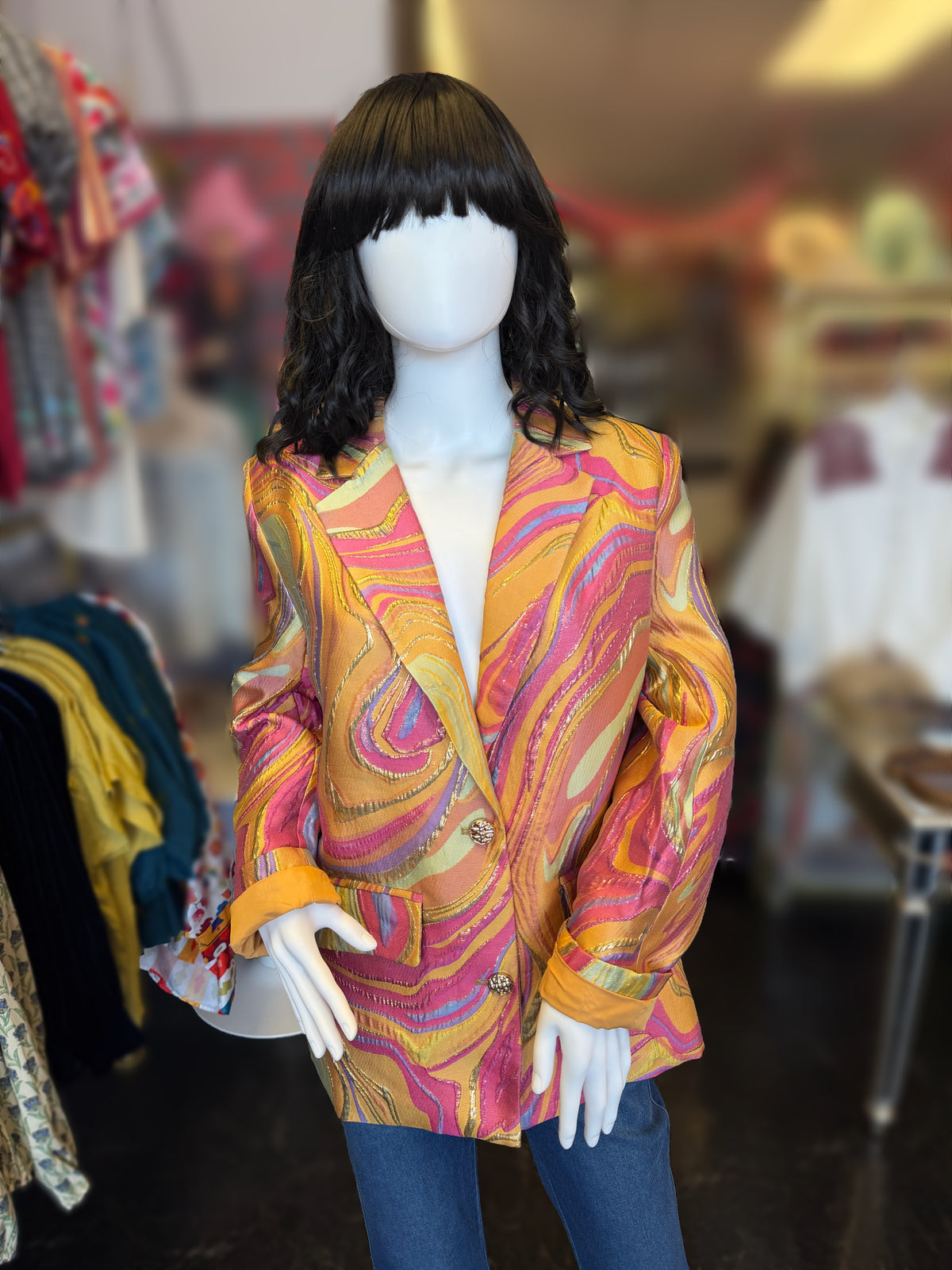 Disco Swirl Gold Blazer Jacket