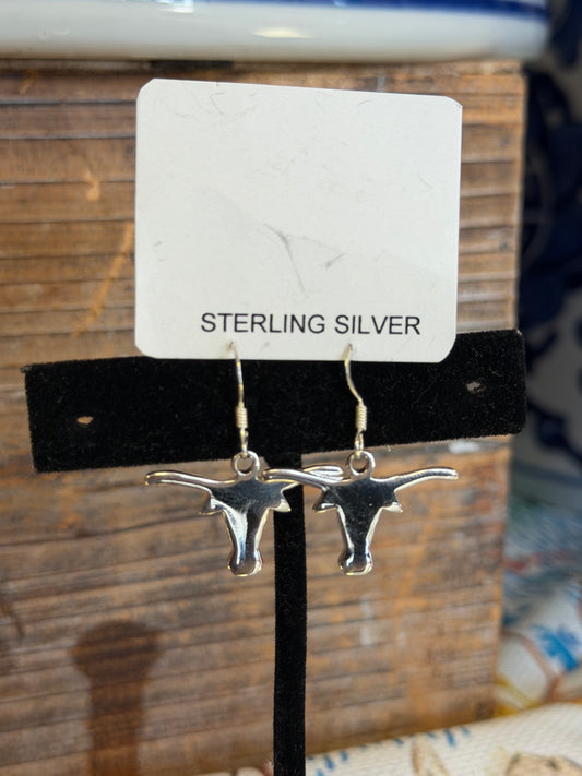 Medium Sterling Silver Long Horn Earrings