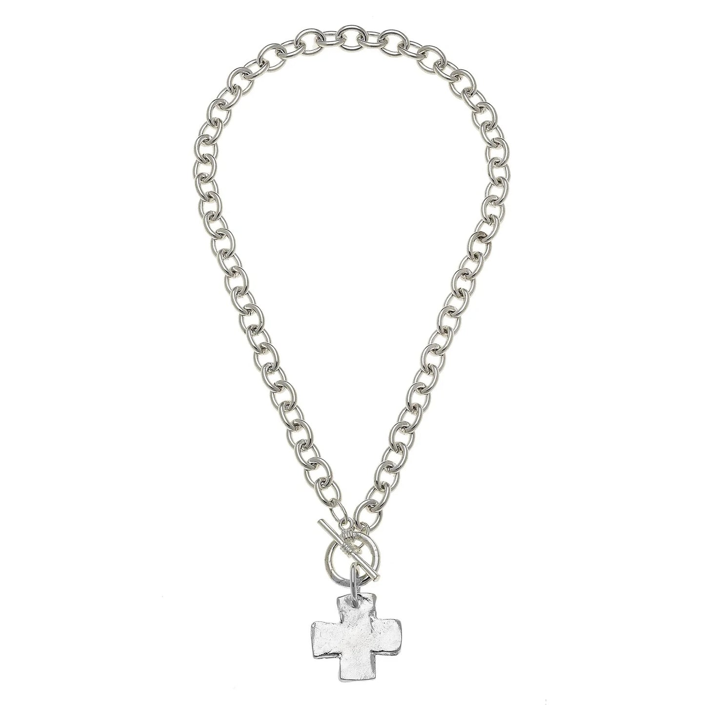 Cross Toggle Necklace Silver