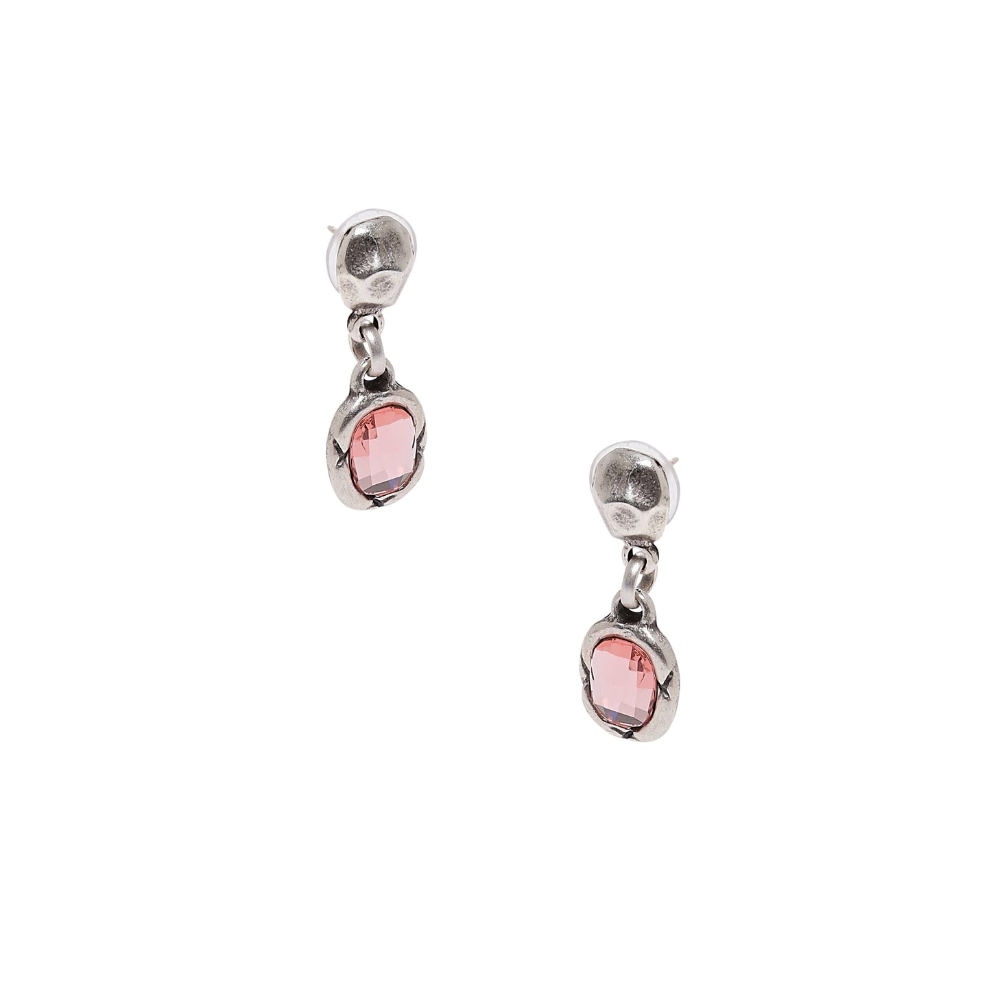 Handmade Pink Crystal Pewter Earrings - 1918
