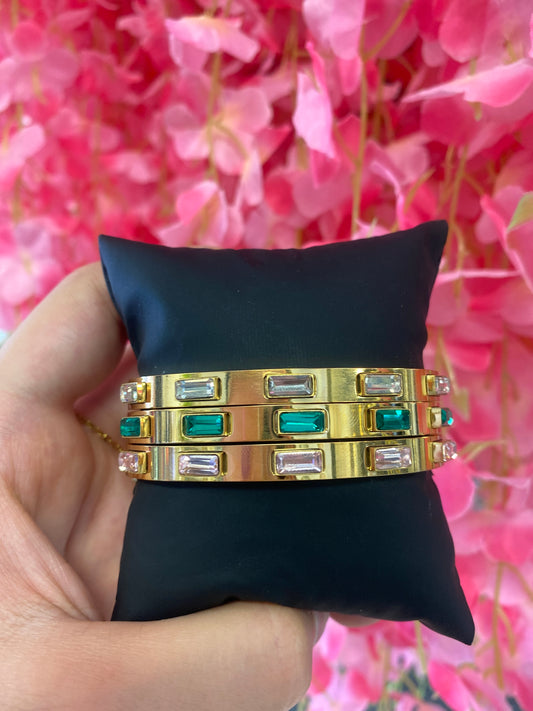 Stainless Steel Gold Plated Inlay Crystal Bracelets
