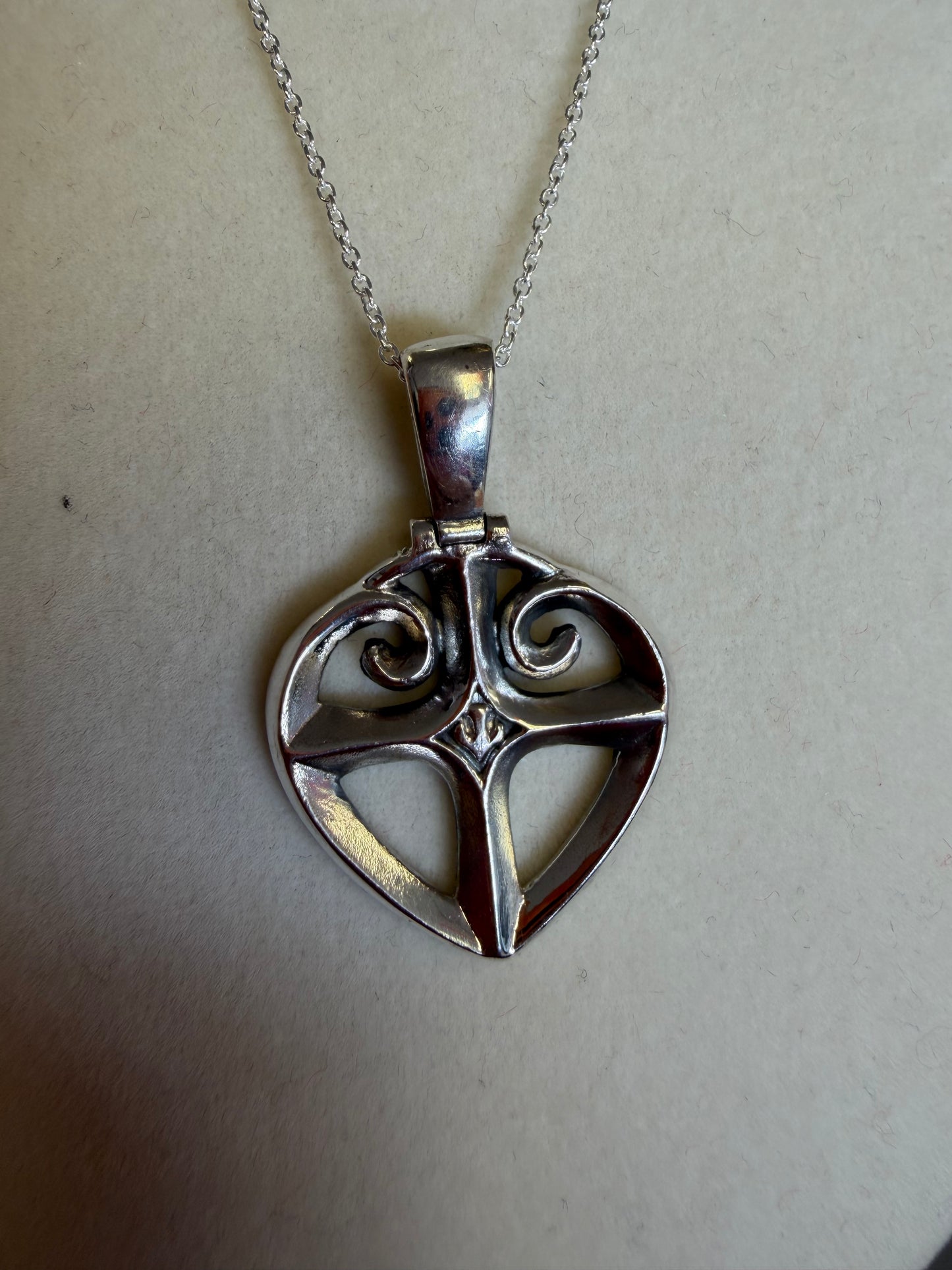Scroll Sterling Silver Heart Pendant