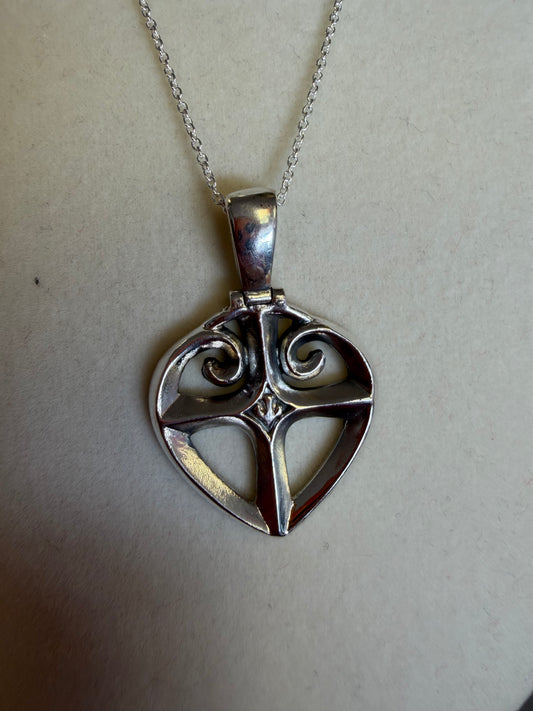 Scroll Sterling Silver Heart Pendant