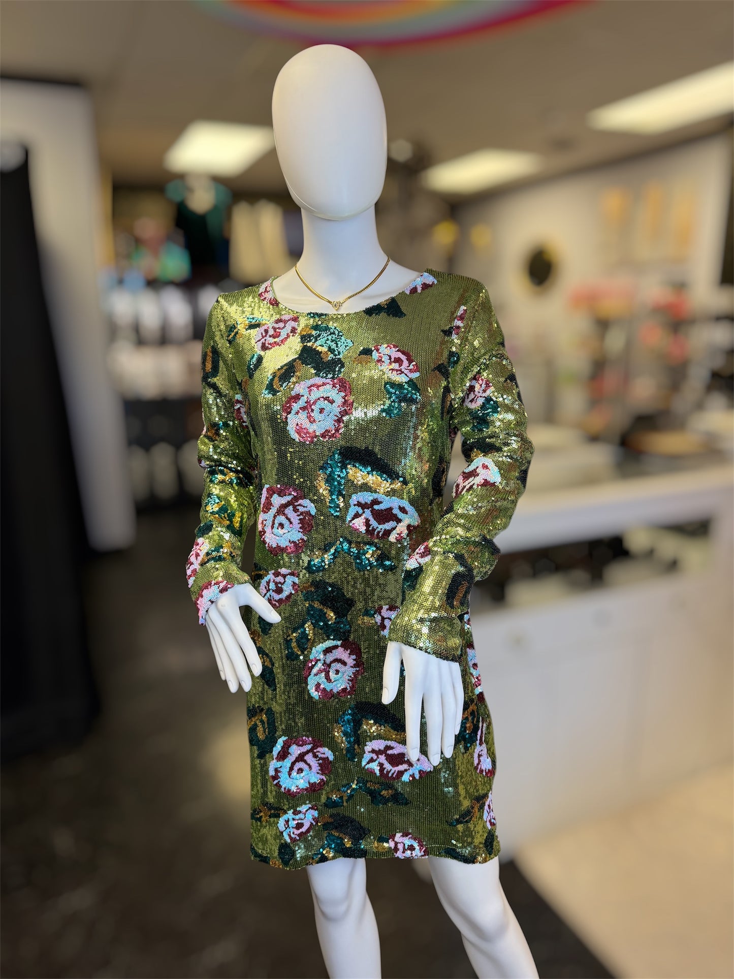 Long sleeve Floral sequins Dress