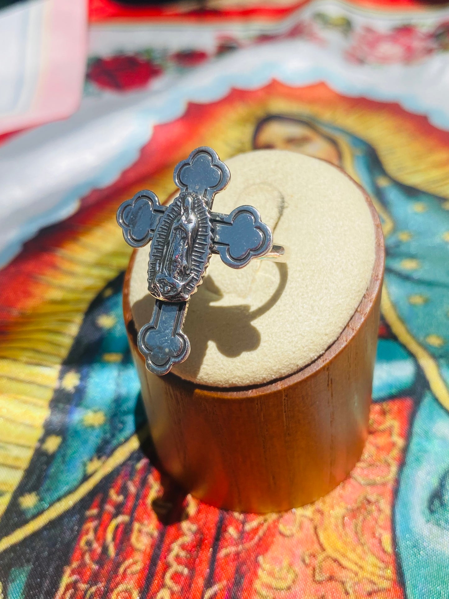 Sterling Silver Cross Adjustable Ring