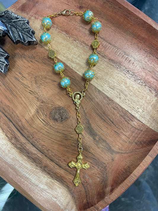 Blue Rosary Bracelet