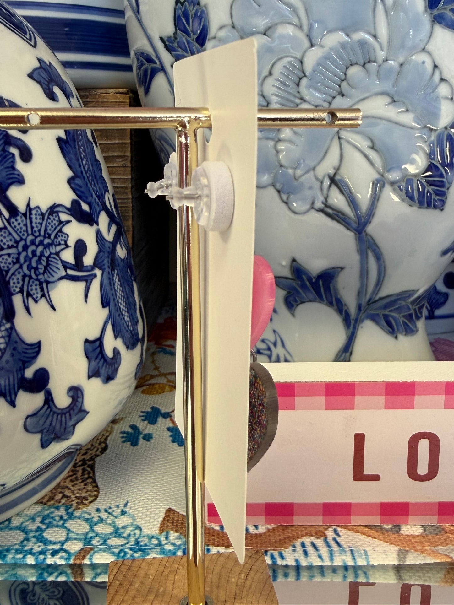 Pink & Multi Glitter Heart Drop Earrings