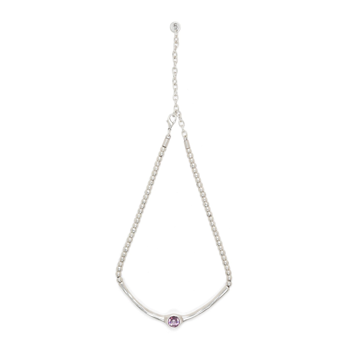 Handmade Crystal Pewter Necklace - NN3518 Pink