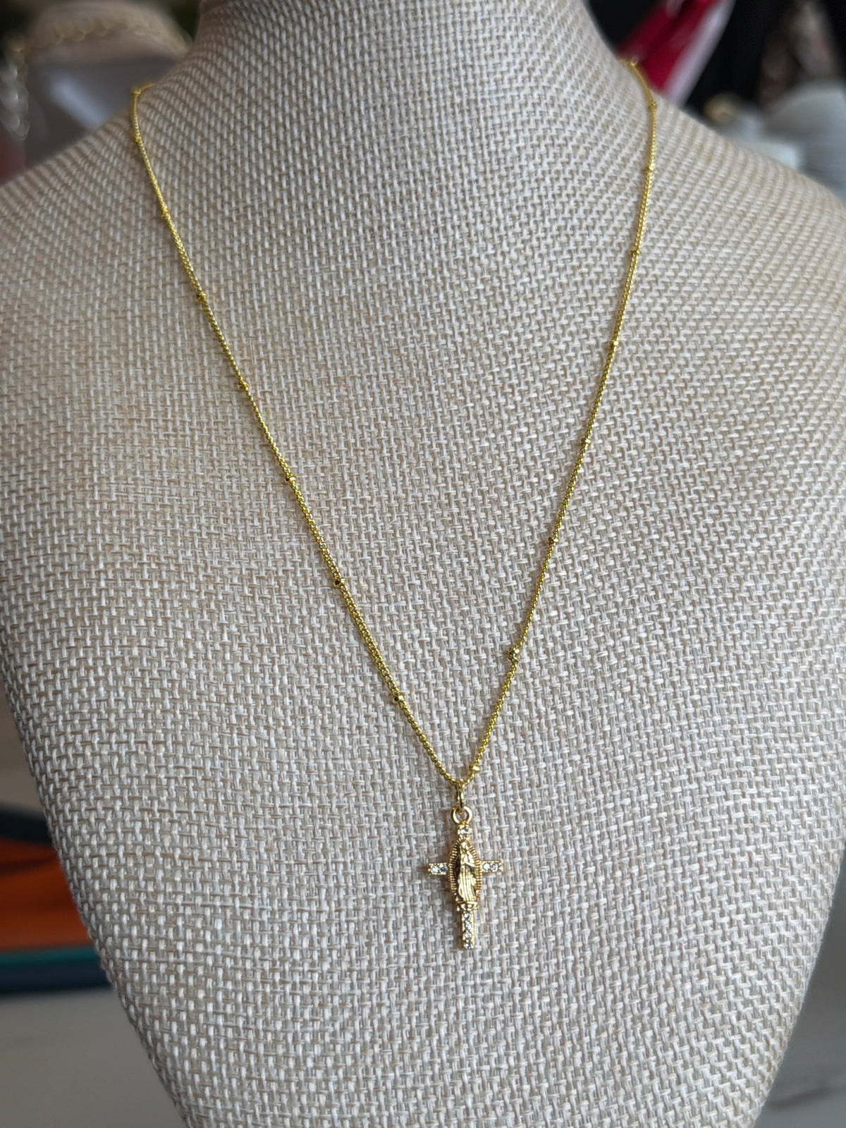 Dainty Virgin Mary Cross Necklace