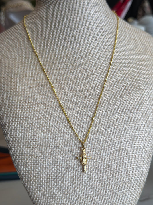 Dainty Virgin Mary Cross Necklace