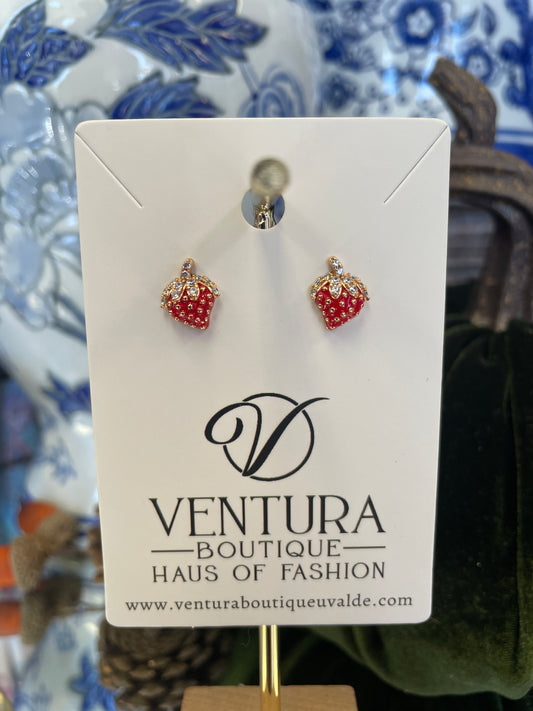Crystal Strawberry 🍓 Stud Earrings