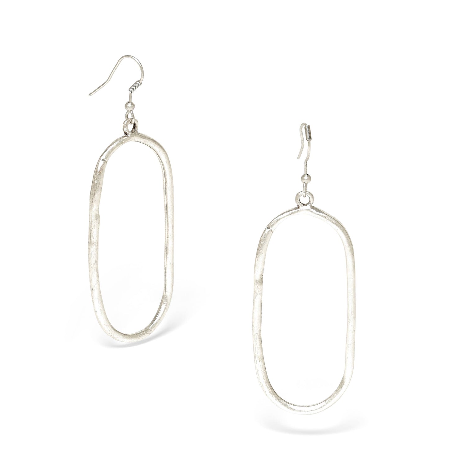 Handmade Oval Pewter Earrings - 24-343