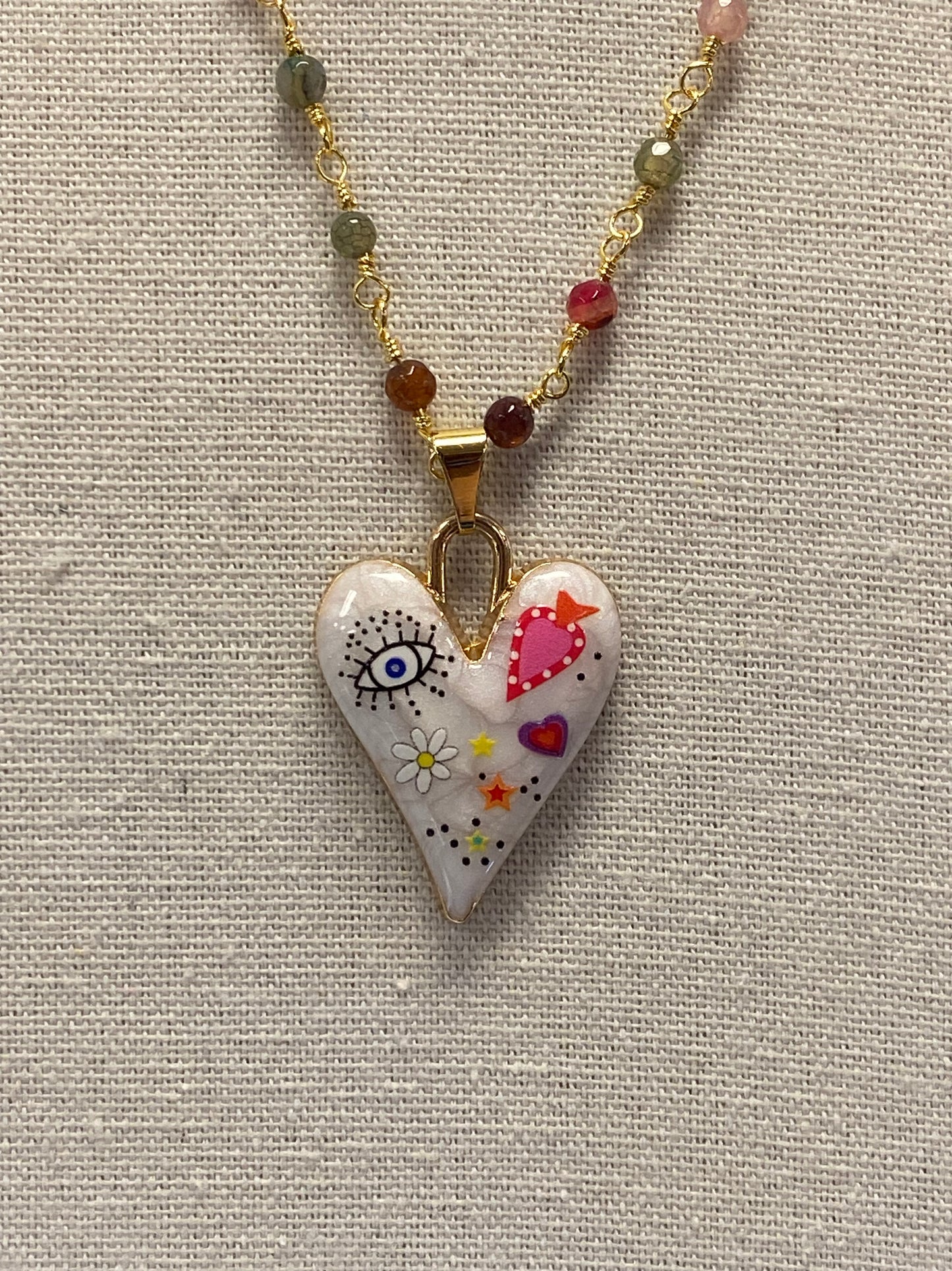 Beaded Girly Heart Necklace