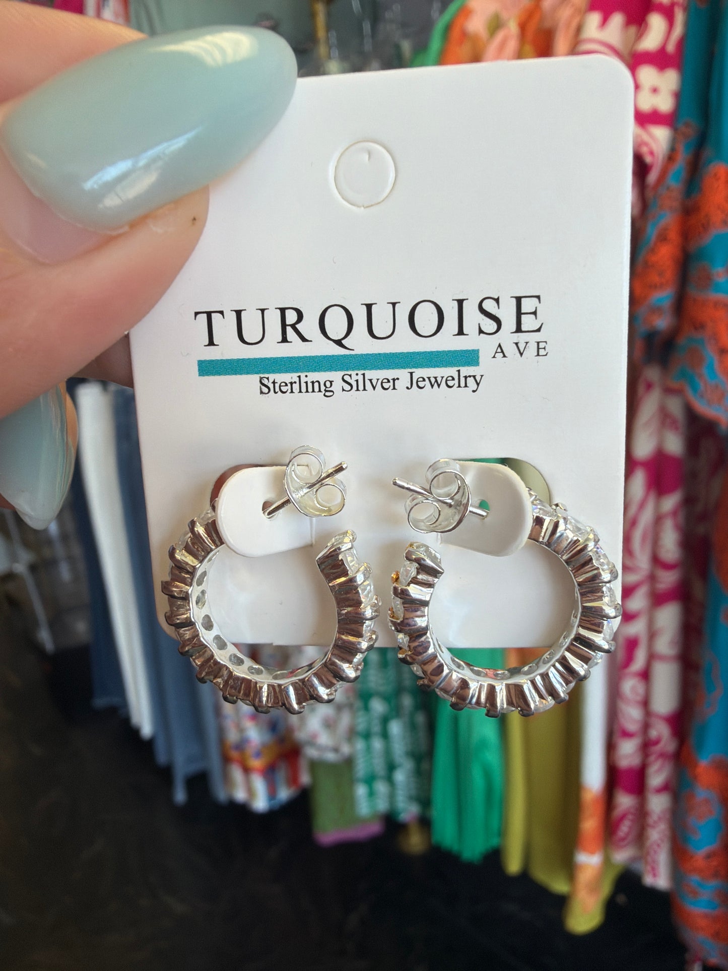 Sterling Silver Clear Crystal Stud Earrings