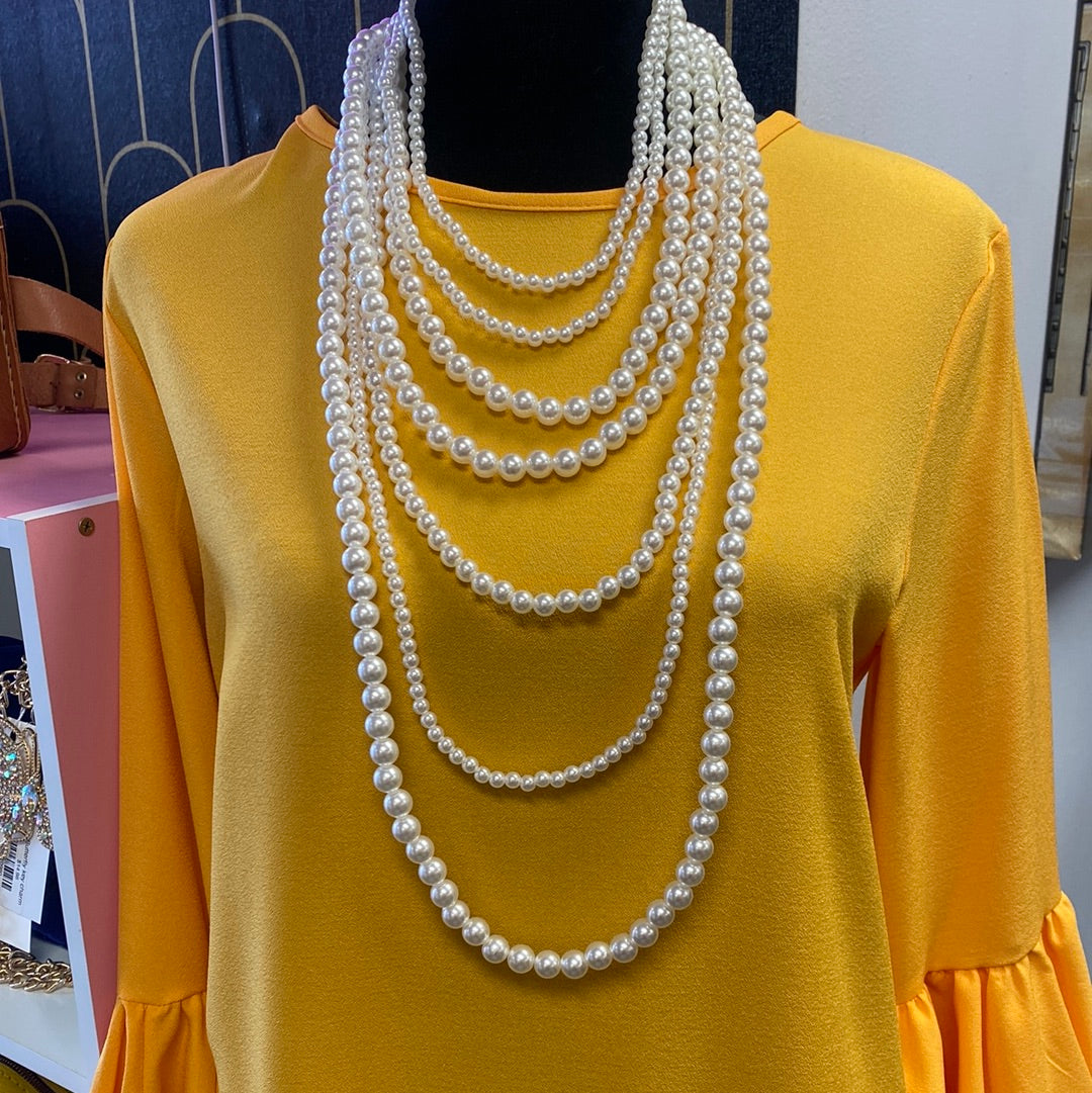 Multi Strand Faux Pearl Necklace