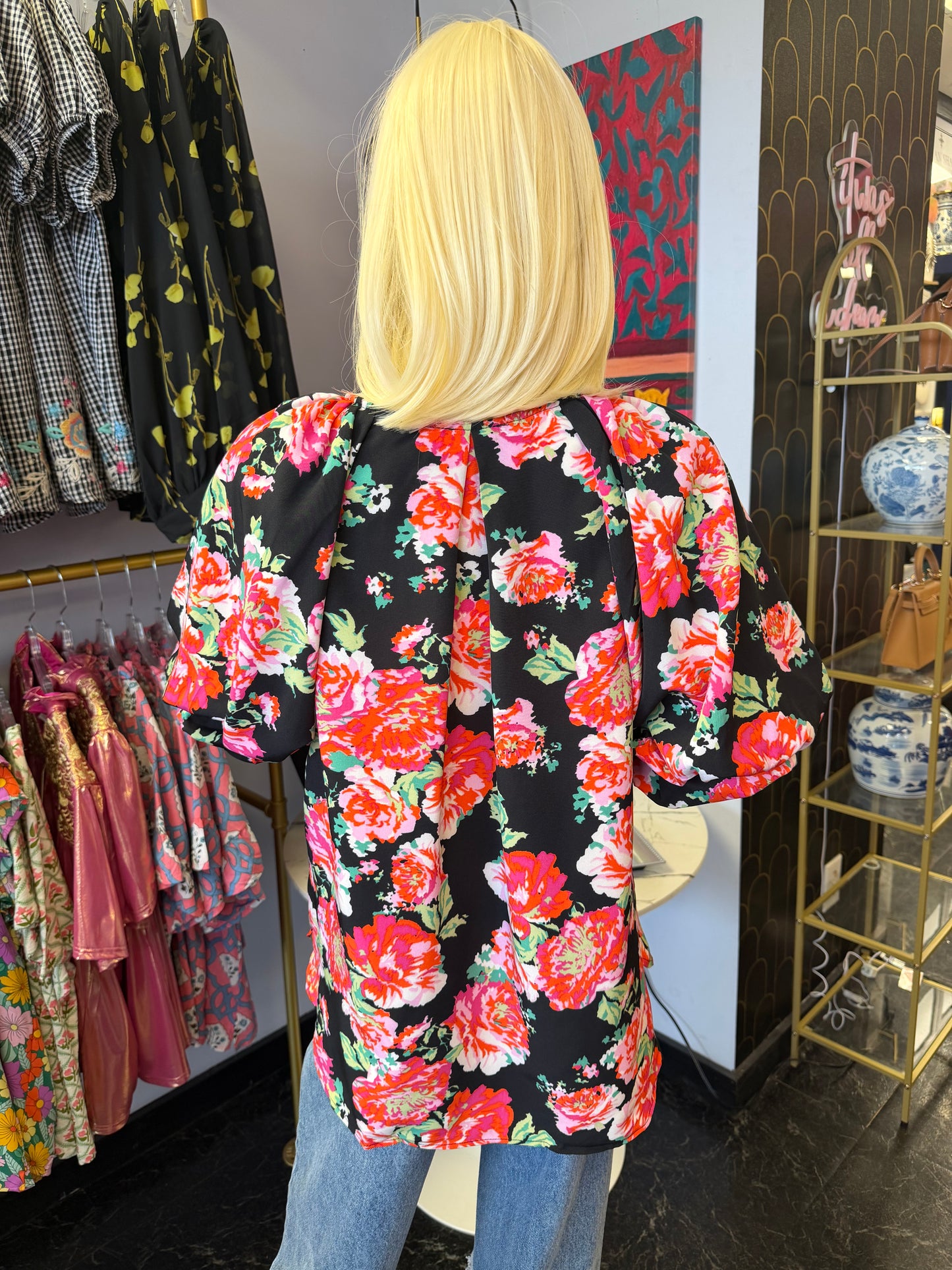 Rose Garden Puff Sleeve Top