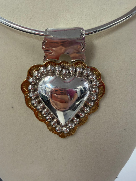 Sterling Silver & Gold Plated Taxco Mexican Heart