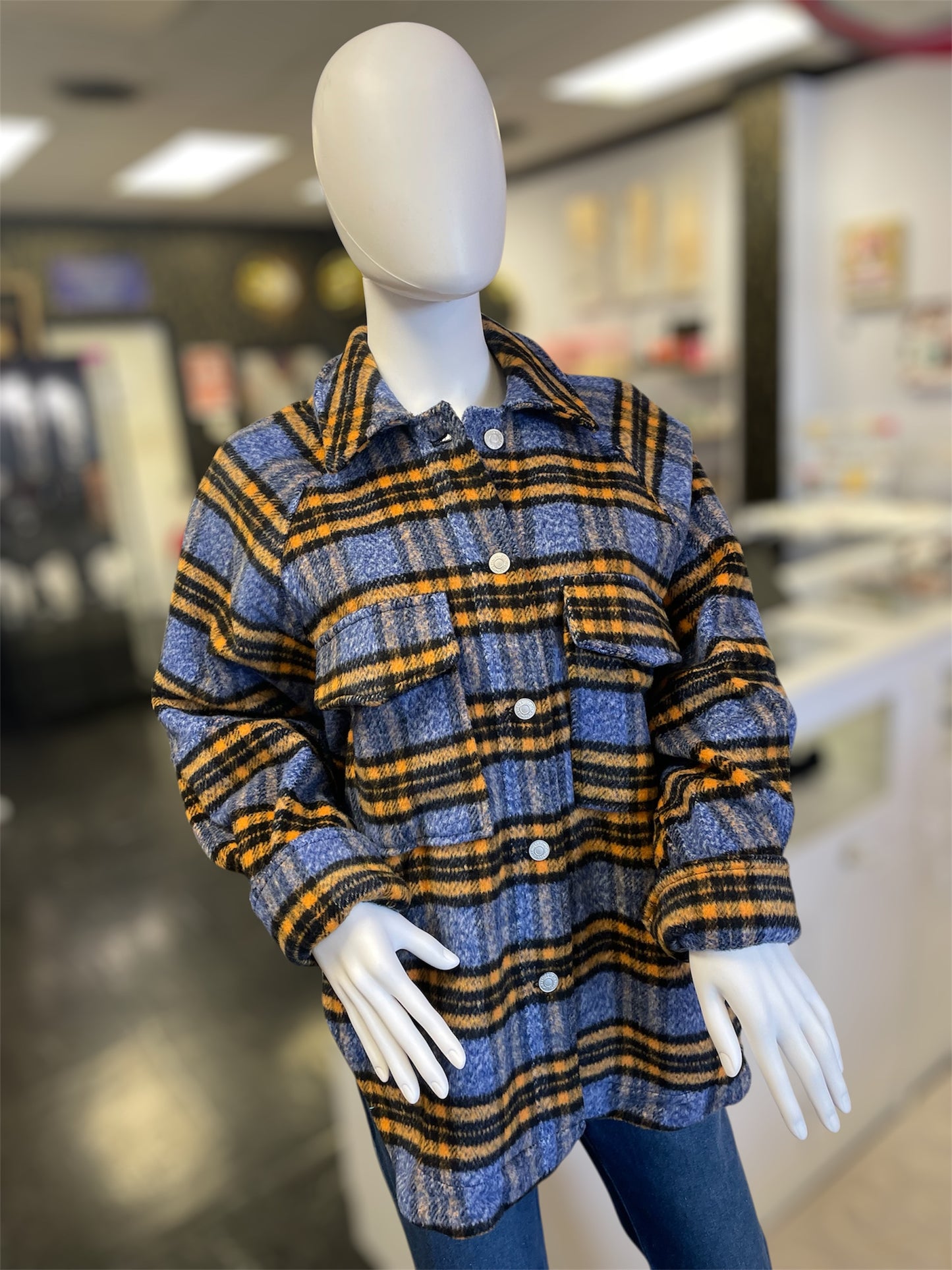 Mustard Plaid High Low Jacket