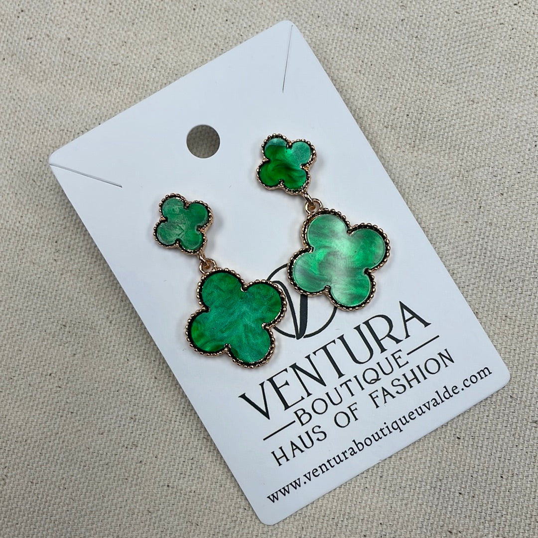 Double Clover Drop Earrings