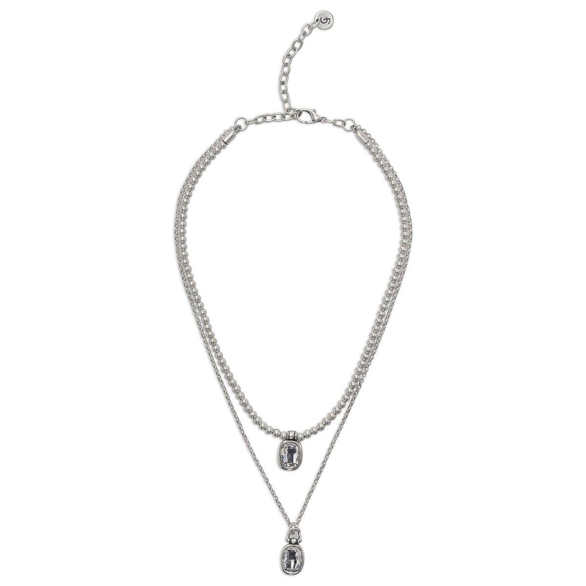 Handmade Crystal Pewter Necklace - 3890