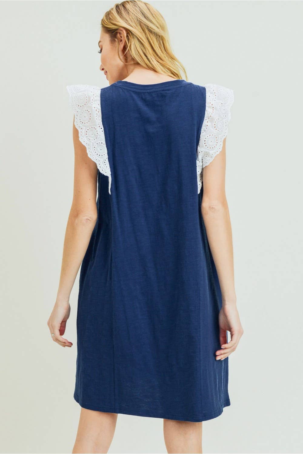 Women's washed cotton slub shift dress