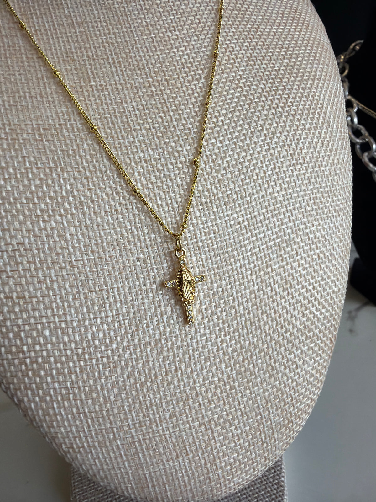 Dainty Virgin Mary Cross Necklace