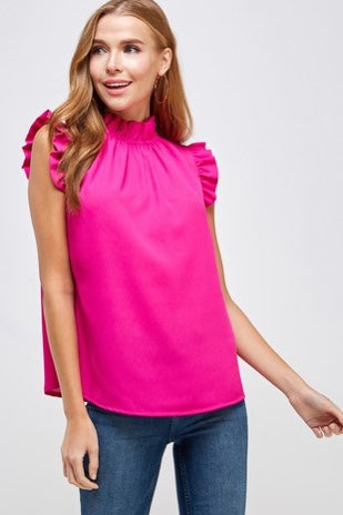 Fuchsia riffled top