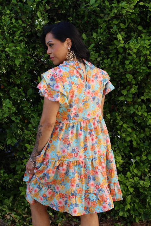 Floral Print Tiered Layer Dress