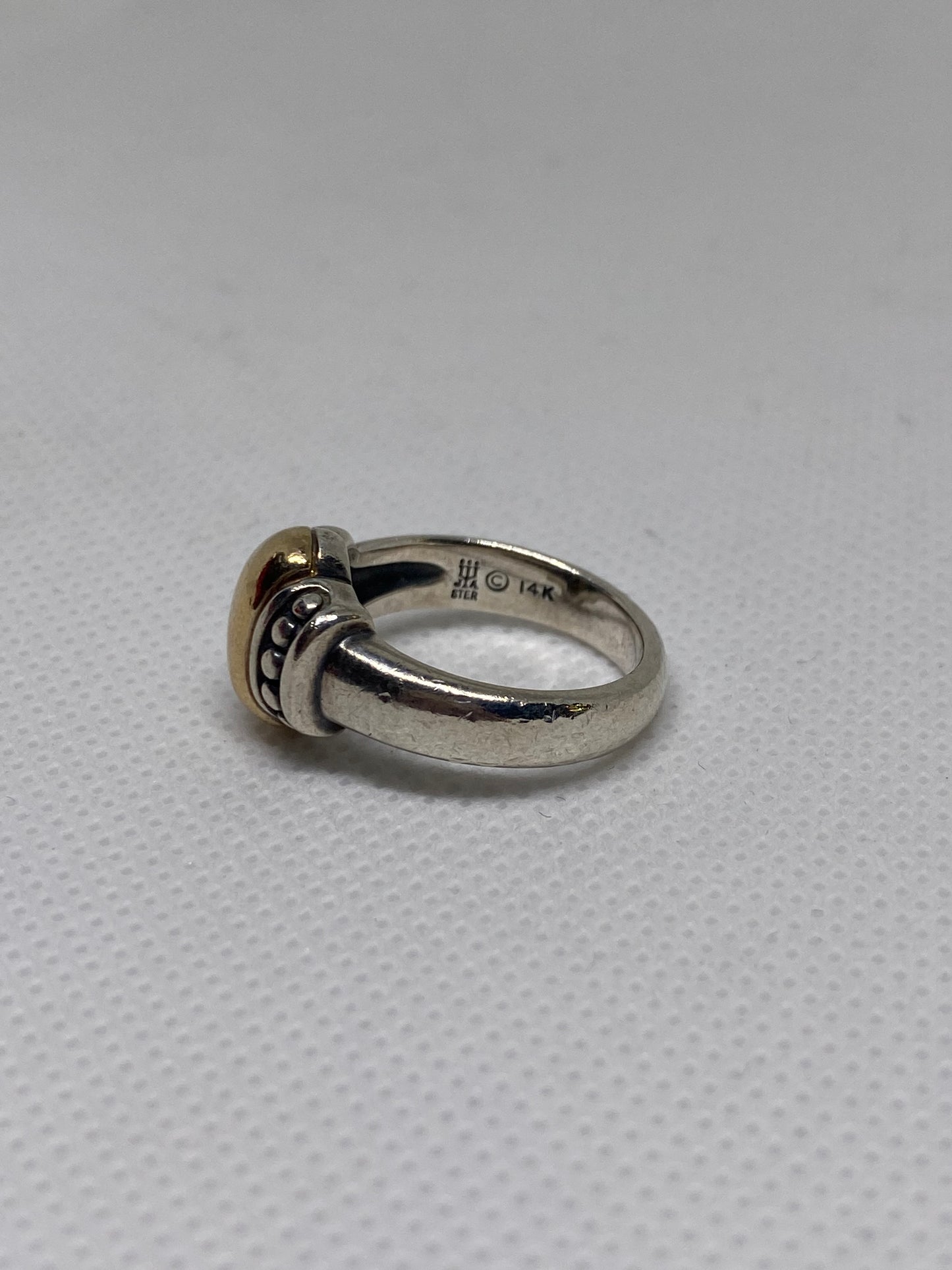 James Avery Retired Silver beaded and Gold Oval Dome Ring Size 6.5